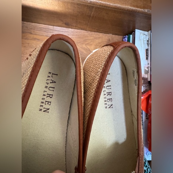 RALPH LAUREN Janis Natural/ Tan Burlap Slipon Shoe Loafers Sneakers size 8B - Picture 6 of 11